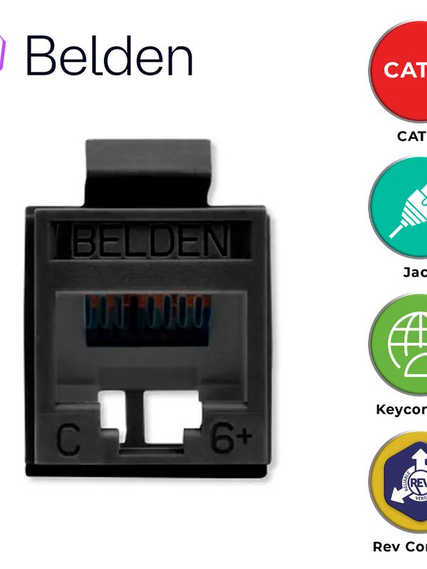 Conector Modular Jack Cat6+ Rj45 Belden Rv6mjkubk-s1 / Revconnect / Interior / Negro / Pieza
