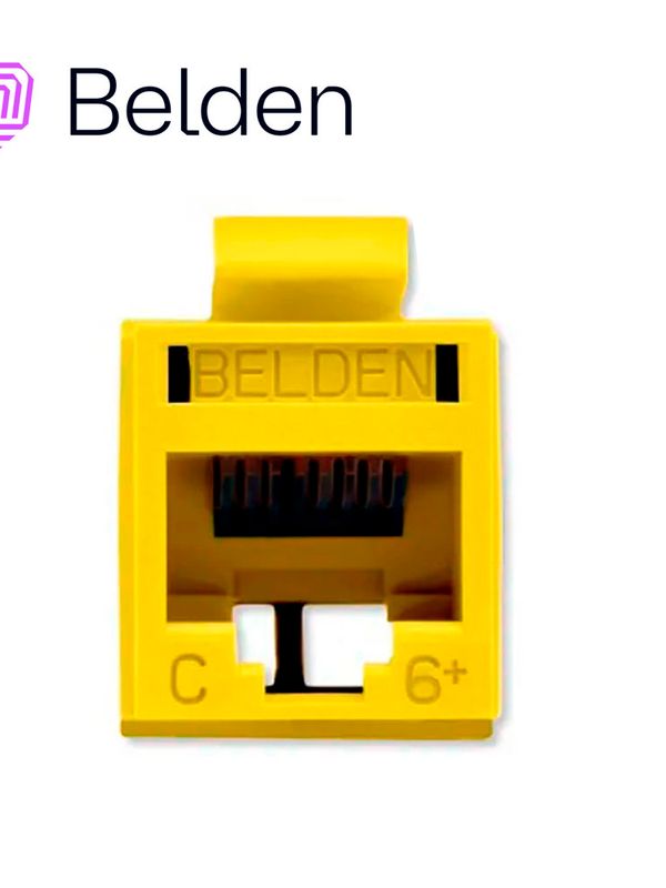 Conector Modular Jack Rj45 Cat6 Revconnect Belden Rv6mjkuyl-s1 Estilo Keyconnect Amarillo Compatible Con Faceplate Ax102660,ax102655,ax102249 Esquema De Cableado T568a/b Herramienta Compatible Rvutt01 Uso Interior Calibre Del Conductor 23-24 Awg