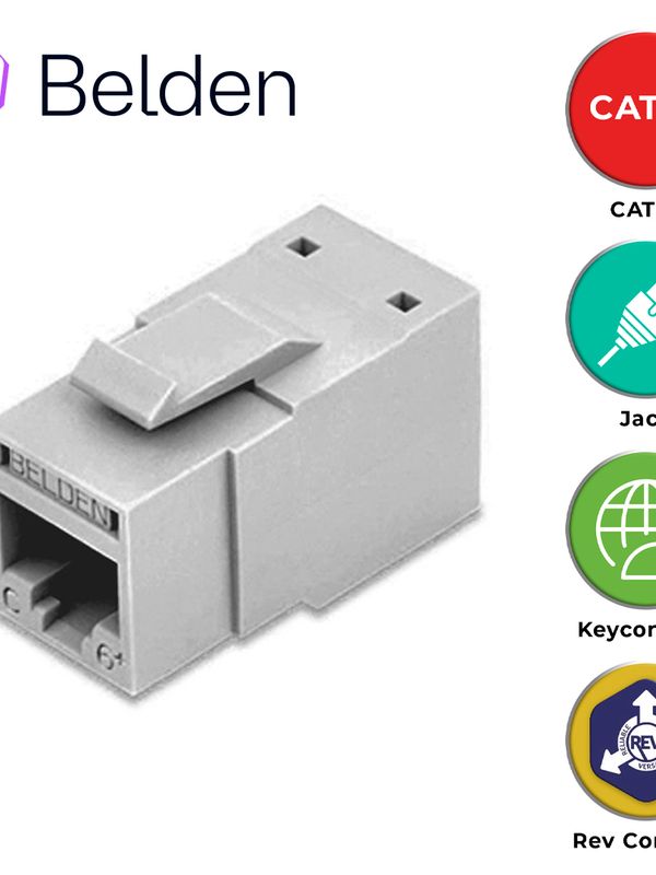 Conector Modular Jack Cat6+ Rj45 Belden Rv6mjkugy-s1 / Revconnect / Interior / Gris / Pieza