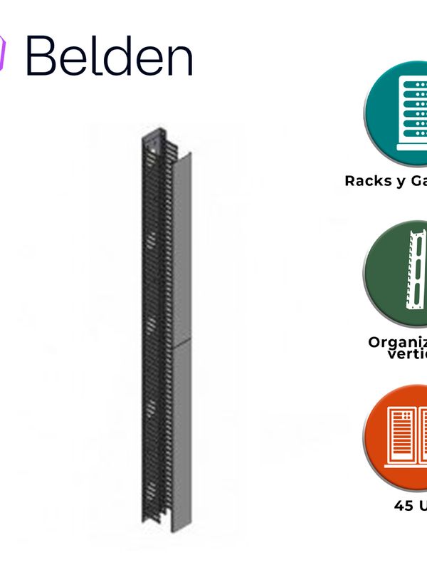 Organizador Vertical Belden Vcmfdr4x4 / Interior / Negro / Altura  213.36 Cm / Ancho 10.16 Cm / Profundidad 10.16 Cm / Peso 5.9 Kg / Con Tapa / Pieza