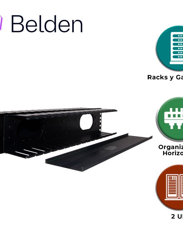 Organizador Horizontal Belden 9512-1902-fr / 2ur / Negro / Administracion Frontal Y Posterior / Con Tapa