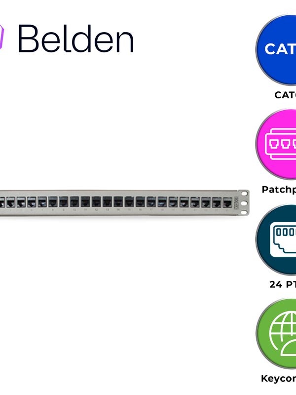 Patch Panel Keyconnect Cat6a Belden Ax103254 / Titanium / 24 Puertos / 1ur / Precargado / Pieza