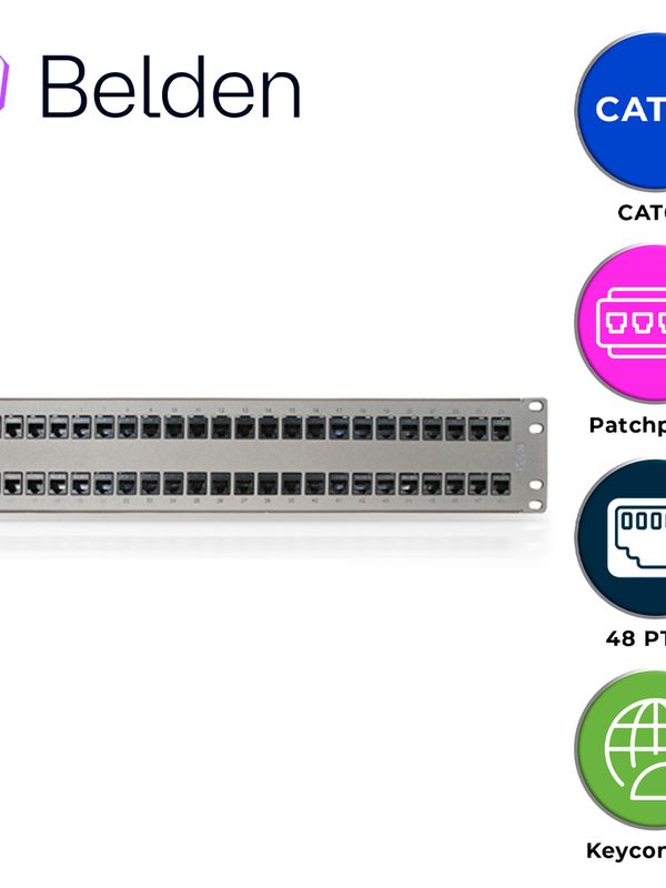 Patch Panel Keyconnect Cat6a Belden Ax103256 / Titanium / 48 Puertos / 2ur / Precargado / Pieza