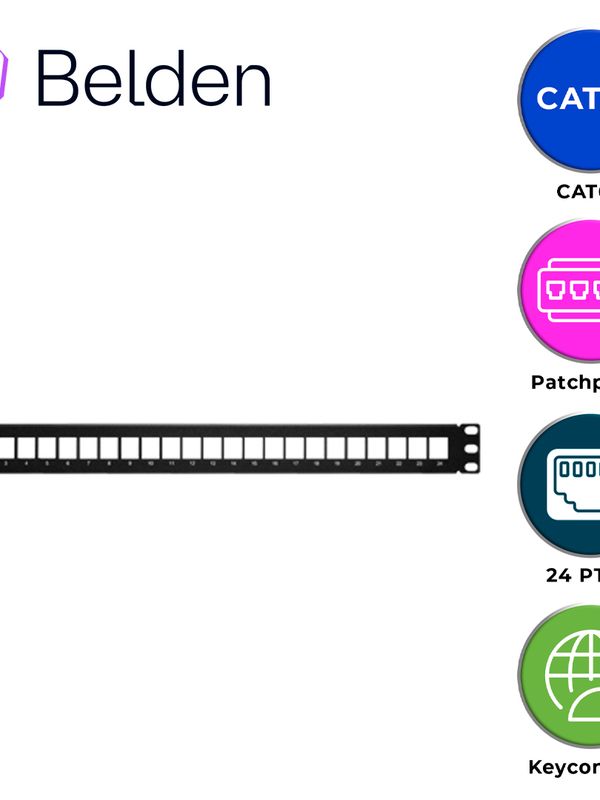 Patch Panel Keyconnect Cat6/cat6a Belden Ax103114 / Negro / 24 Puertos  / 1ur / Modular/vacio / Pieza