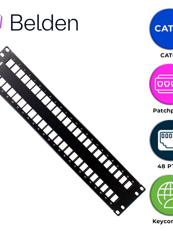 Patch Panel Keyconnect Cat6/cat6a Belden Ax103115 / Negro / 48 Puertos / 2ur / Modular/vacio / Pieza