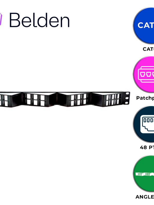 Patch Panel Keyconnect Cat6/cat6a Belden Ax103248 / Negro / 24 Puertos / 1ur / Angleflex/vacio / Pieza