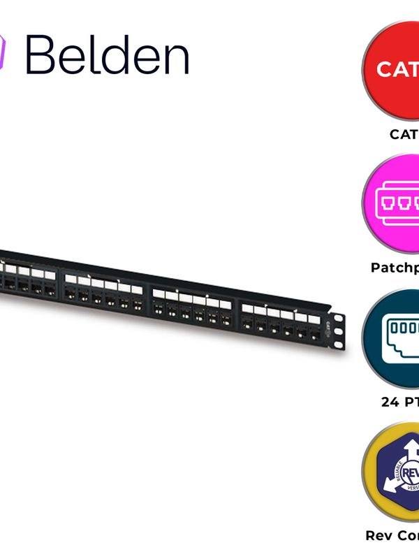 Patch Panel Revconnect Cat6+ Belden Rv6ppf1u24bk / Negro / 24 Puertos / 1ur / Precargado / Pieza
