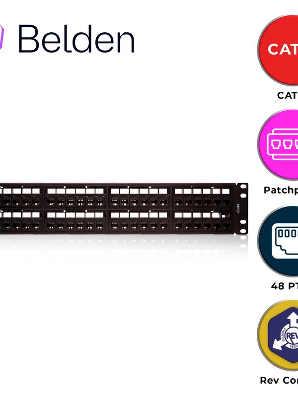 Patch Panel Revconnect Cat6+ Belden Rv6ppf2u48bk / Negro / 48 Puertos / 2ur / Precargado / Pieza