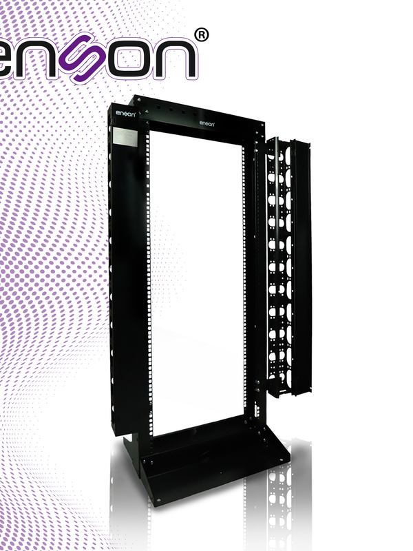 Rack Vertical Enson Ens-rack25uo De 25ur Dos Postes Organizador Vertical Incuido Empotrable Ideal Para Montaje De Equipos De Red Y Cableado Estructurado, Compatible Con Todos Los Accesorios De Racks Y Gabinetes Enson