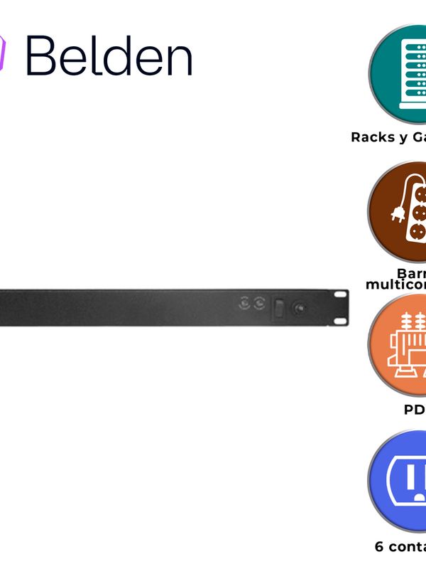 Barra Multicontacto Pdu Belden 9bf1-061002 / 6 Contactos Frontales / 5 - 15 Plug / 15a/120v