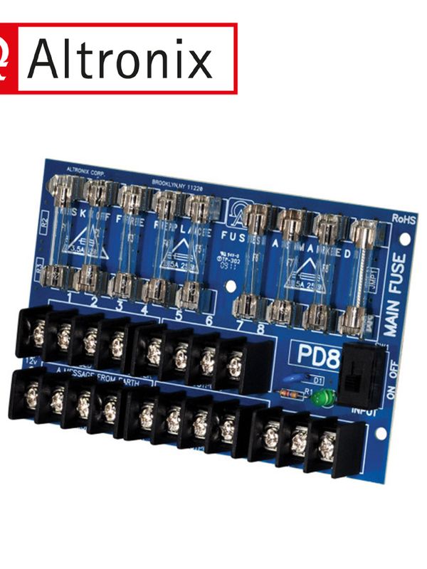 Modulo Distribuidor De Energia / Altronix Pd8 / 8 Salidas Con Fusible Hasta 28 Vca O Vcc/supervision De Sobretensiones