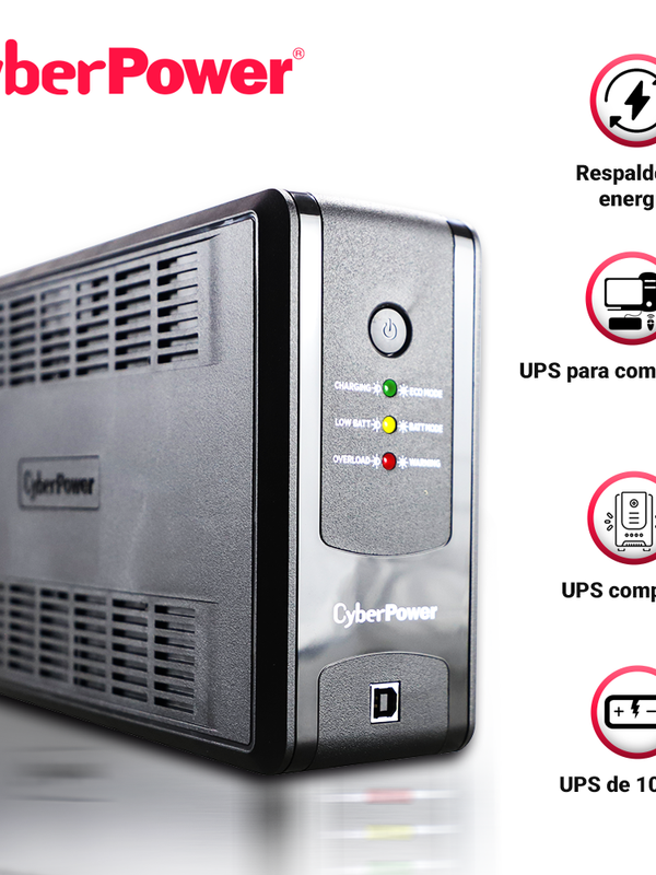 No Break Ups Tipo Torre Ut1000gu Cyberpower 1000va/500w 4 Contactos Con Respaldo-supresion De Picos / 4 Contactos Con Supresor De Picos Tecnologia Avr / Linea Interactiva /green Power / Puerto Usb