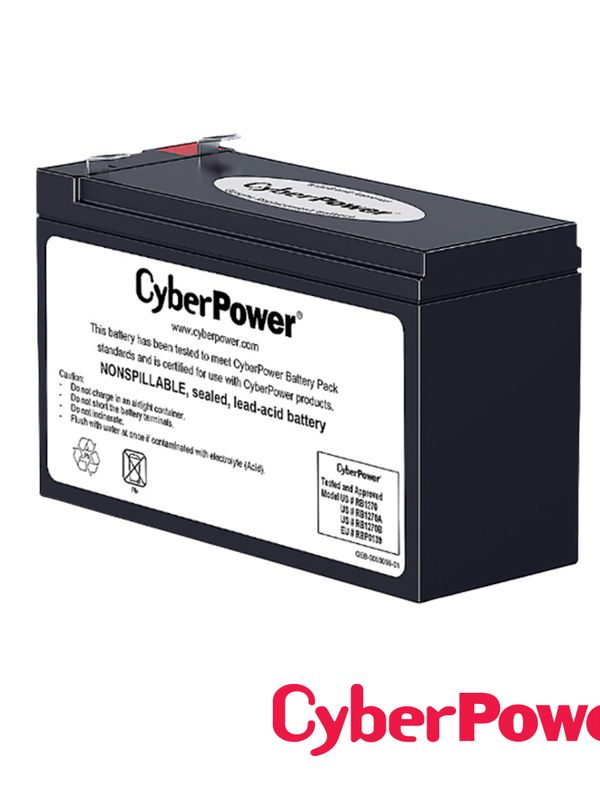 Bateria Cyberpower Rb1270b Certificada De Reemplazo De 12v, 7.2ah, Color Negro,  Incluye Empaque Para Transporte De Bateria Usada A Un Centro De Reciclaje, 1 Año De Garantia