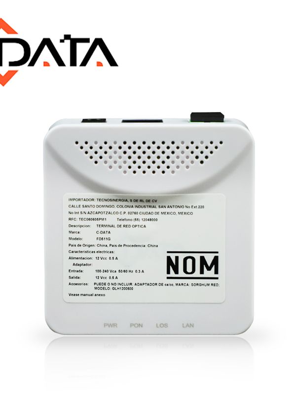 Gpon Ont-onu C-data Fd511g / 1 Puerto Gpon Sc-apc / 1 Puerto Gigabit Ethernet / Alimentacion 12vdc / Downstream 2.48gbps / Upstream 1.24gbps / Hogar Y Oficina (para Escritorio).
