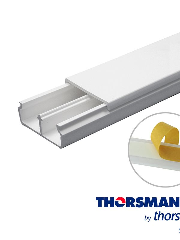 Canaleta Thorsman Tmk1735 5301-01252 Paq. 2 Pza  De 1.10m, 17mm - 35mm Autoadherente 2pz, Color Blanco, Resistencia A La Humedad Y Atmosfera Corresiva, Material Auto-extinguible, Resistente A Los Rayos Uv, Alta Rigidez Dielectrica, Certificado En Csa, Cumple La Norma Ul 94 V0 Y Nom-001-sede-2005