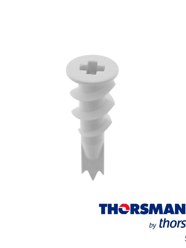 Taquete Tablarroca Perforathor Tpd 1301-01100, Caja 100 Piezas, Color Blanco, No Se Requiere Taladrar El Muro, Resistencia Al Impacto, Elaborado Con Poliamida (nylon No. 6 Con Fibra), Taquete Especial Para Tablaroca Falso Plafon Y Muros Falsos