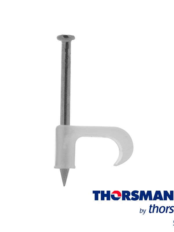 Grapas Sujethor Plano Tc 6x10 3210-00100 Color Natural, Caja 100pzas Para Cable Siames Calibre 16, Clavo Galvanizado, Grapa De Polietileno, Resistente Al Impacto, Corrosion, Humedad