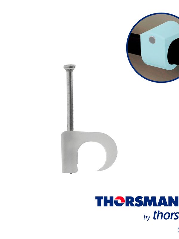 Grapas Sujethor Thorsman 3103-00100  Tc 7-10  Caja /100pzas Color Natural, Ideal Para Cable Utp Y Calibre 6 A 8 , Clavo Galvanizado, Grapa De Polietileno, Resistente Al Impacto, Corrosion Y  Humedad
