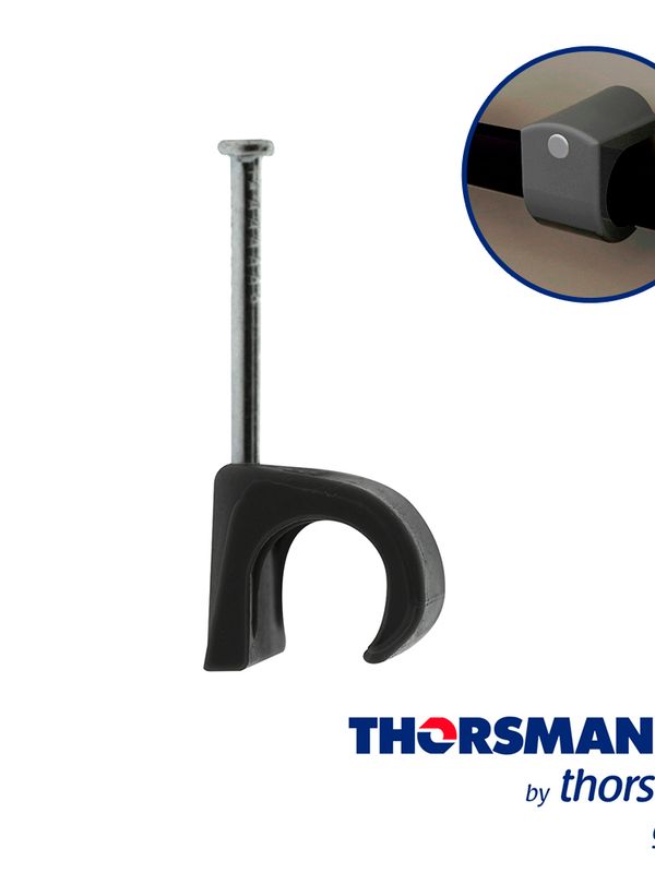 Grapas Sujethor Thorsman 3104-00100 Tc 10-14 Caja 100pzas, Color Gris, Ideal Para Cable Calibre 4 A 2, Clavo Galvanizado, Grapa De Polietileno, Resistente Al Impacto, Corrosion, Humedad Y Climas Extremos