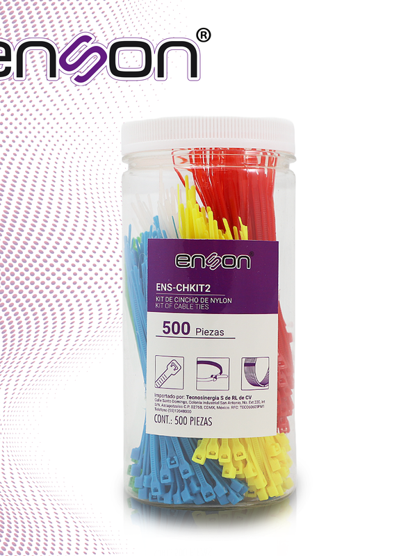 Kit De Cinchos De Nylon Ens-chkit2 De 500 Piezas En 5 Colores De 100mm, Uso Sugerido De Pinaza Tensora Ens-tgun