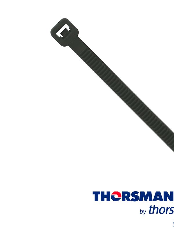 Cincho Nylon Th-190 Thorsman 4200-03001 Color Negro, A 4.8mm - L 190mm, Bolsa/100pzs, Diametro Maximo Capacidad De Atado 49mm, Fabricado En Poliamida (nylon 66), Grado De Flamabilidad Ul 94 V-2, Resistente A La Corrosion, Humedad Y Climas Extremos, Tension 22 (kg) Ideal Para Ductos Y Cables