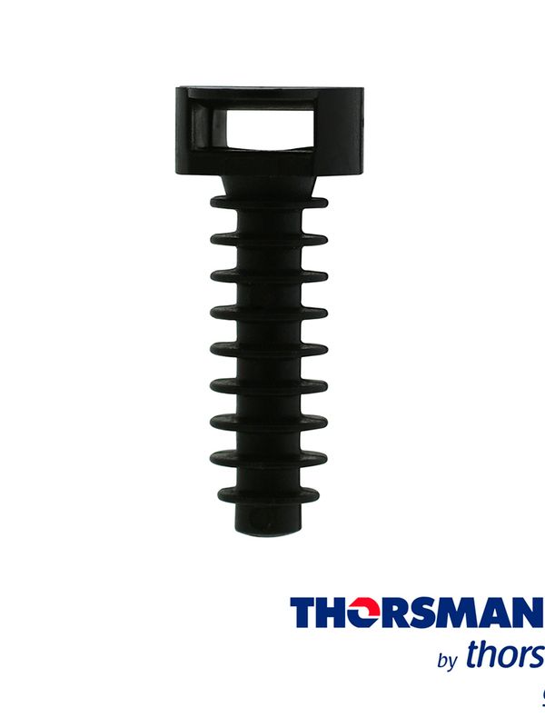 Fijathodo Tft Thorsman 1401-10100 Color Negro  Caja 100 Pza, Capacidad Para Uno O Varios Cinturones De Nylon Thorsman, Para Uso En Interiores Y Exteriores, Resistencia A La Extraccion: 10 Kg, Elaborado Con Nylon 6 Sin Fibra Con Proteccion Uv, Alta Resistencia Al Impacto