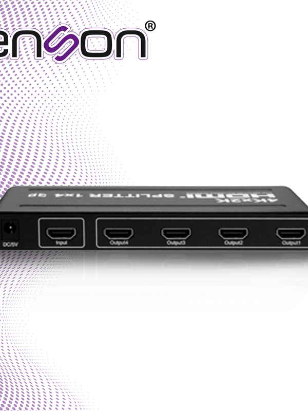 Distribuidor Hdmi Enson Ens-hdmi14 Con Una Entrada Y Cuatro Salidas Hdmi Para Distribuir El Video De Un Dispositivo (laptop, Grabador De Video, Consolas De Videojuego, Etc) A Cuatro Pantallas Distintas Al Mismo Tiempo, Incluye Fuente De Alimentacion De 5v