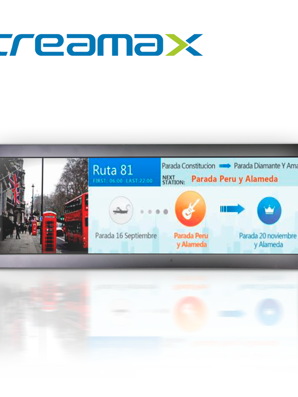Display De Pasajeros Para Solucion En Autobus Streamax Ml16max-286 / 28.6 Pulgadas / Conector Dj7031-6.3-21 / Fijacion En Techo O Pared Colgante / Para Anunciar Paradas, Estaciones Y Tiempo / Sistema Operativo Android