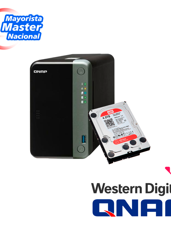 Kit Almacenamiento De Datos 4 Nas Qna Ts-253d-4g-us + 1x Disco Duro Wd40efax