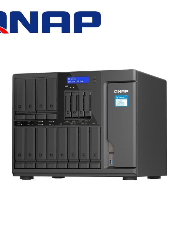 Nas Qnap Ts-1655-8g-us Tipo Torre / 16 Bahias / 8gb De Ram / Procesador Intel Atom C5125 / 2 Puertos Lan 2.5 Gbe / Soporta 12 Unidades Sata De 3.5 Y 4 Unidades Sata De 2.5