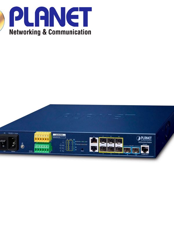 Switch Administrable L3 Planet Mgs-6320-2t6s2x / 2 Puertos Rj45 10/100/1,000mbps / 2 Puertos Sfp 100/1,000mbps / 4 Puertos Sfp 100m/1/2.5gbps / 2 Puertos Sfp+ 1/2.5/10gbps / 1 Puerto Consola / 2 Entradas/salidas Alarma Digital / Doble Fuente Alimentacion 100-240vca/24-57vcd