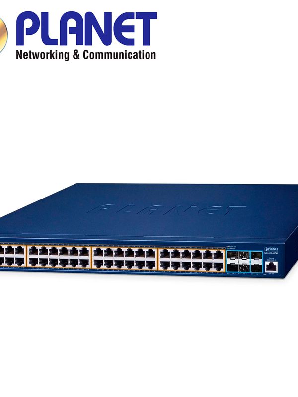 Switch Poe Administrable L3 Planet Gs-6311-48p6x / 48 Puertos Rj45 Poe Af/at 10m/100m/1,000m/2.5gbps / 6 Puertos Sfp+ 1/10gbps / 1 Puerto Consola / Budget Poe 500w / Anillo Erps / Igmp Acl Mld / Ospf V2 Rounting Dinamico / Fuente De Alimentacion 100-240vca
