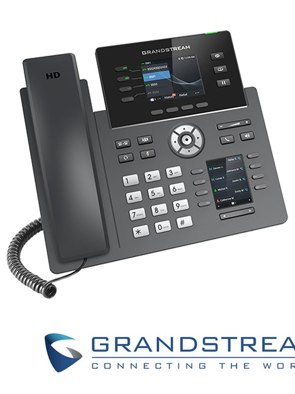 Telefono Ip Grado Carrier Wifi 6 Grandstream Grp2614 / 12 Cuentas Sip / 4 Lineas / 8 Teclas Extension Pantalla Color Lcd Tft / 2 Puertos 10/100/1,000mbps / Wifi 802.11ac/ax  / Alimentacion Poe Af / 12vcd/1a