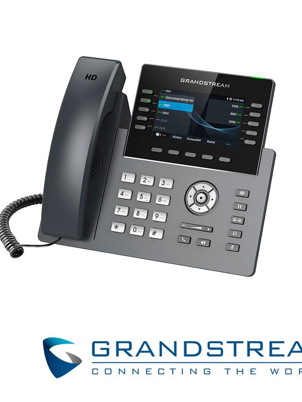 Telefono Ip Grado Carrier Wifi 6 Grandstream Grp2615 / 16 Cuentas Sip / 10 Lineas / Pantalla Color Lcd Tft / 2 Puertos 10/100/1,000mbps / Hasta 40 Teclas Blf / Wifi 802.11ac/ax / Alimentacion Poe Af / 12vcd/1a