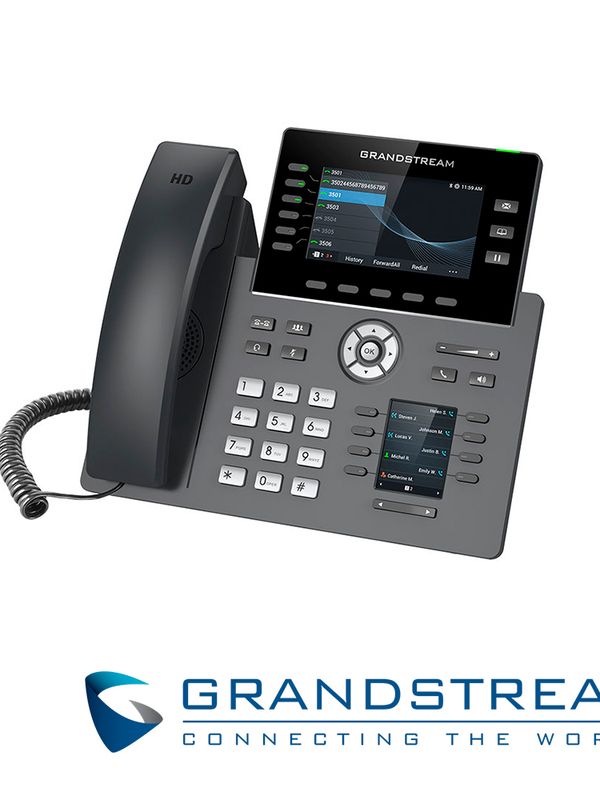 Telefono Ip Grado Carrier Wifi 6 Grandstream Grp2616 / 16 Cuentas Sip / 6 Lineas / 6 Teclas Extensiones / Pantalla Color Lcd Tft / 2 Puertos 10/100/1,000mbps / Wifi 802.11ac/ax / Alimentacion Poe Af / 12vcd/1a