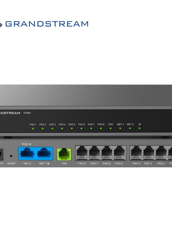 Gateway Fxo Grandstream Ht881 / 8 Puertos Fxo / 1 Puerto Fxs / 3 Cuentas Sip / Conferencia 3 Vias / Soporta Fax / Alimentacion Poe 802.3af/12 Vcd/1a