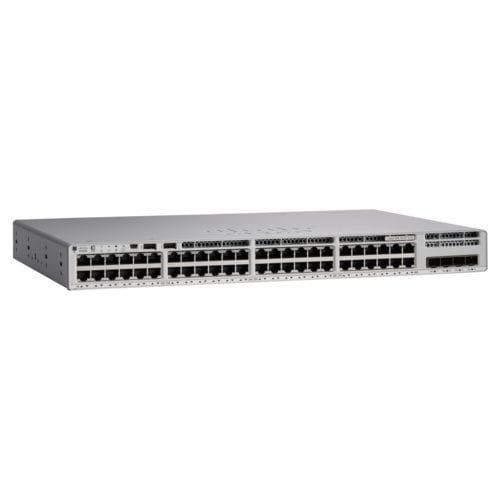Cisco Switch Catalyst 9200L, 48 puertos Gigabit Ethernet, PoE+, 4 puertos SFP (4x 1G/10G), Network Essentials, Incluye cable CAB-TA-NA, la suscripción Cisco DNA y el Smartnet se adquiren por separado