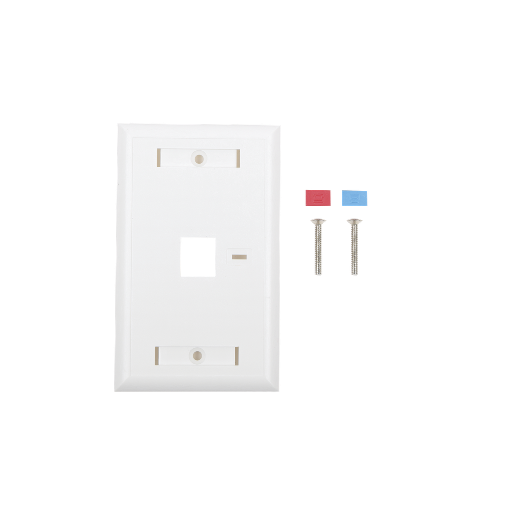 Placa de Pared de 1 Puerto, Keystone, con Espacio para Etiqueta, Color Blanco
