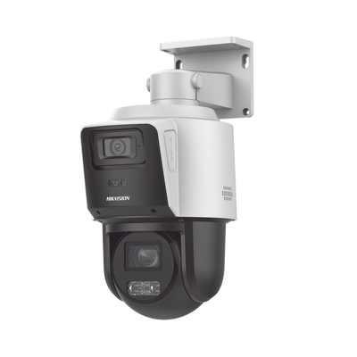 [TandemVu] PTZ IP 4 Megapixel con Cámara Panorámica 4 Megapixel / 4X Zoom / Dual Light (40 mts IR + 30 mts Luz Blanca) / ACUSENSE / IP66 / PoE+ / DARKFIGHTER / Micro SD / Incluye Base para Techo o Pared