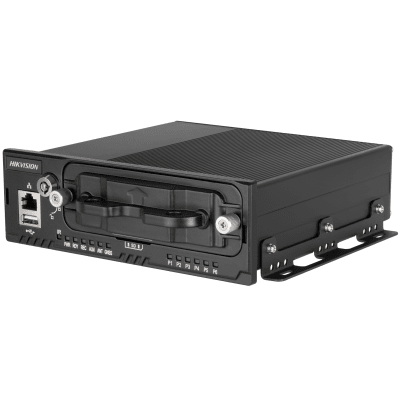 NVR Móvil de 8 Canales / 5 Megapixel / 4 Puertos PoE + 4 Vía Switch / 2 Bahías de HDD / Incluye Modulo GPS / Conector M12