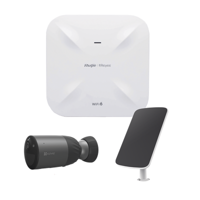 Kit de Cámaras Wi-Fi con Access Point/ Incluye 1 Cámara de Batería CS-BC1C / 1 Pane solar Mod. CS-CMT-SOLARPANEL-E / 1 Access Point RG-RAP6260(G)