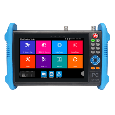Tester de Video Profesional | Pantalla 7| Prueba IP/HD/Analógicas | TVI/CVI/AHD/CVBS | IP ONVIF | 4K/8K | H.264/H.265 | HDMI | PTZ | Scanner IP | TDR | Salidas 12V/24V/PoE | Activación Simultanea.