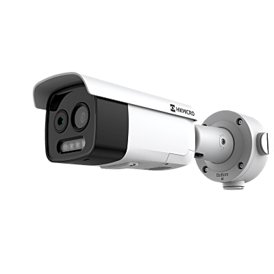 (HIKMICRO) Cámara Bala IP Bi-Espectral / Térmica (256 X 192 / 3.6 mm) + Óptica (5 MP / 4.3 mm) / GUANLAN AI / Detección Térmica de Incendios y Humos / Medición de Temperatura -20°