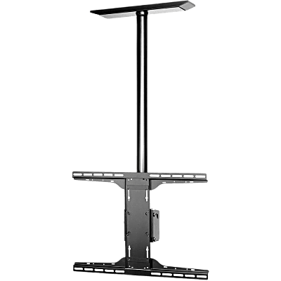 Soporte de techo universal para Pantallas de 32 a 90 / Capacidad de Carga 68.2 kg / Patrón de Montaje hasta 600 x 400 mm / Columna de Aluminio de 36 / Inclinación Ajustable -5° a 20°