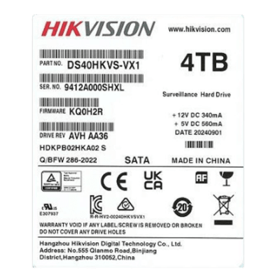 Disco Duro Enterprise 3.5 4 TB / Hikvision / 7200 RPM / SATA / Alto Rendimiento / Recomendado para NVRs HIKVISION
