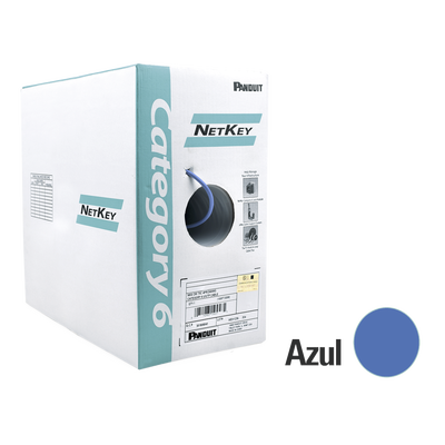 Bobina de Cable UTP 305 Metros (1000 Pies) de Cobre, NetKey, Azul, Categoría 6 (24 AWG), 1000Mbps, Riser (CMR), de 4 Pares