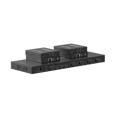 MATRICIAL Y EXTENSOR DE VIDEO HDMI 4 x 4 / 4 Entradas HDMI / 4 Salidas HDMI Loop / 4 Salidas RJ45 para Extender la señal 70 metros por salida /4K / Conmutación por RS232, Control Remoto o Ethernet.