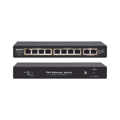 Switch PoE / 100 Metros PoE / 8 puertos 802.3af/at ( 132.5 W ) 10/100/1000Mbps + 2 puertos Uplink