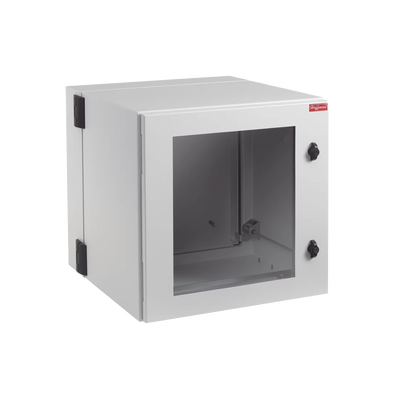 Gabinete Industrial ProTek de 12 UR Puerta con Ventana, Protección NEMA Tipo 12; IP55; IK10, Abatible, Fabricado en Acero, Color Gris Claro