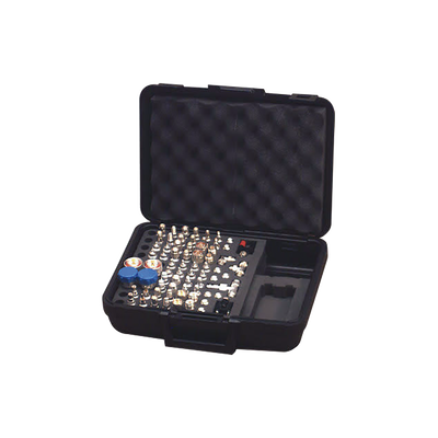 Mega Kit de adaptadores UNIDAPT de 70 piezas, en conjunto todos los del RFA-4019 y RFA-4023-01 en un solo estuche con bisagras